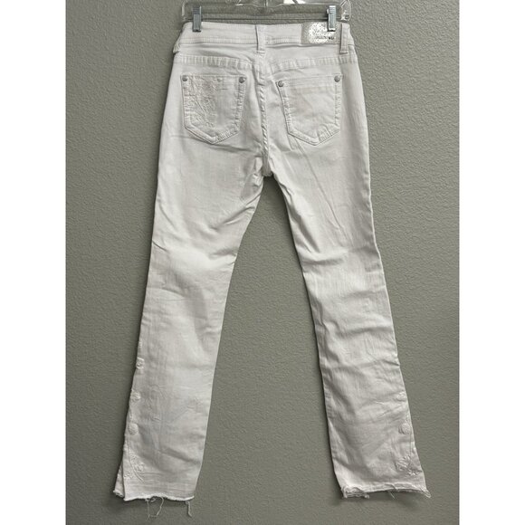 Grace In LA Women’s Boot Cut Jeans Embroidered Raw Hem White Size 30 - Picture 10 of 11